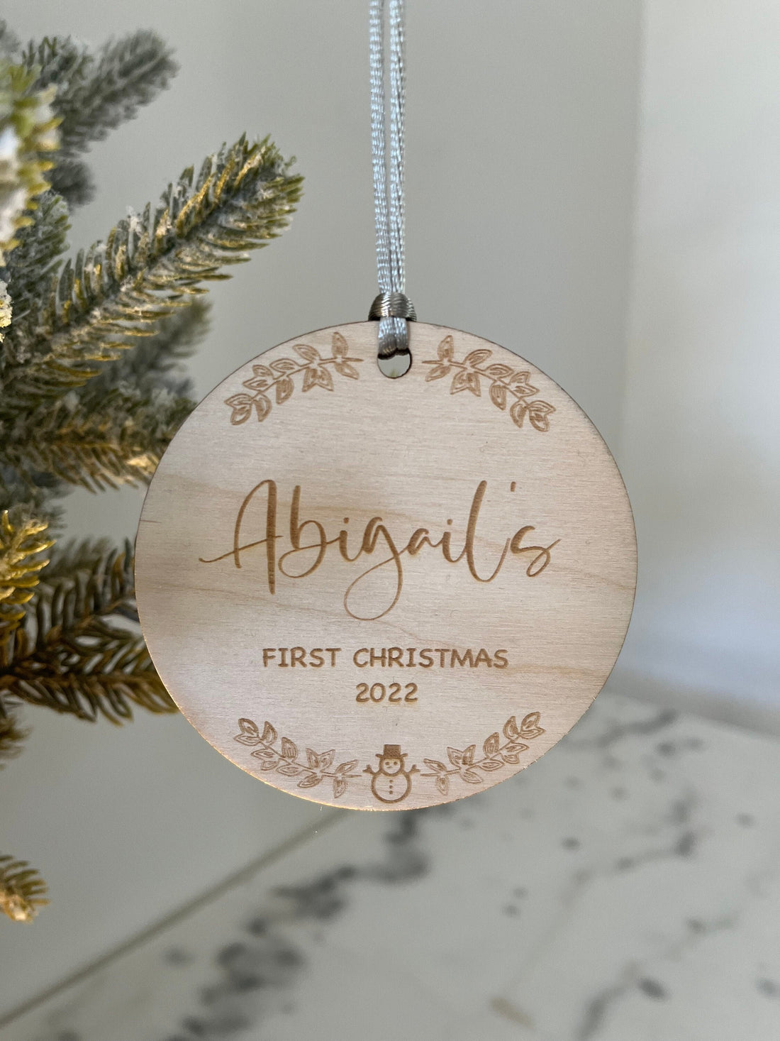 Christmas Acrylic Ornament, Personalised First Christmas Gift, Baby Decor Engraved Xmas Bauble, Bauble Custom Ornament